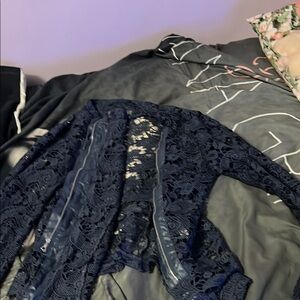 Elegant Navy Lace Women's Jacket